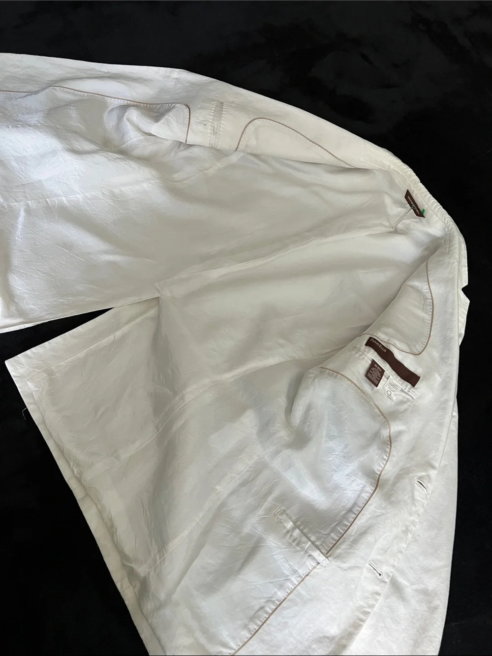 Perry Ellis White Linen&Cotton blend  Jacket with Brown Label